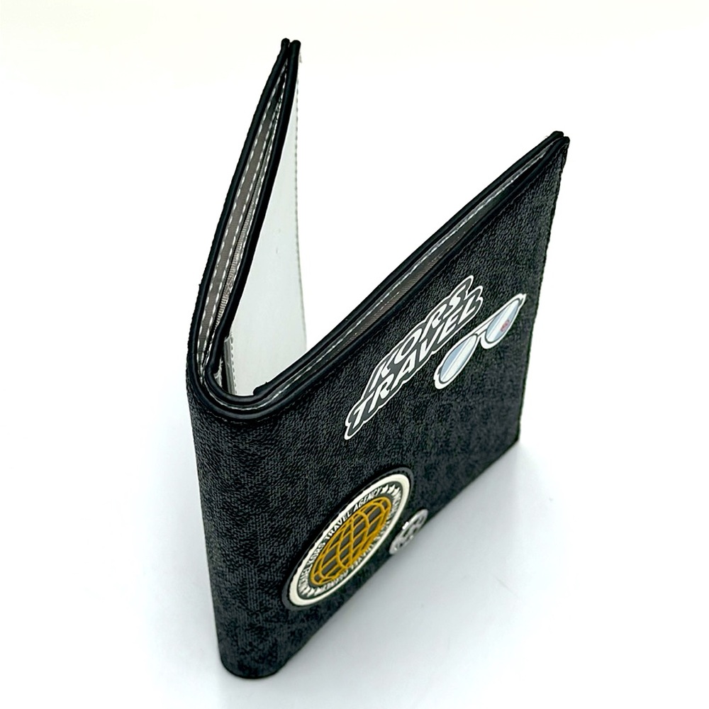 Michael Kors Black Passport Cover with Patches - Picture 5 of 10